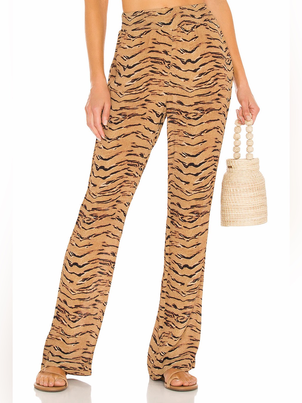 Weworewhat Tan Tiger-Print Wide Leg Pants - Revolve